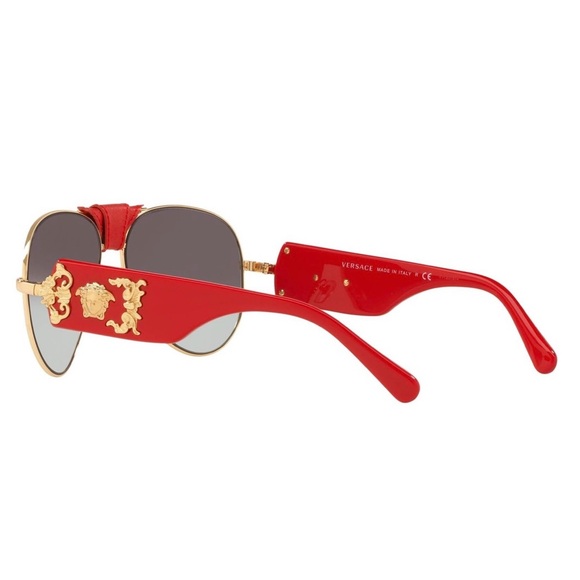 VERSACE NWT UNISEX RED GOLD MEDUSA SUNGLASSES WITH CASE BOX AND BOOKLET - Picture 4 of 16